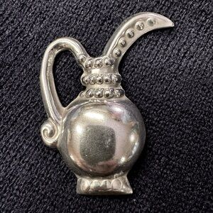 Vintage Mexican Mexico Sterling Silver Vase Brooch Pin Jewelry